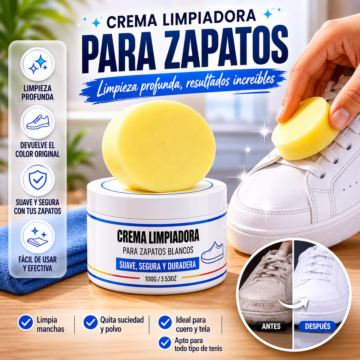 🧽👟Crema de Limpieza para Zapatos + ENVIO GRATIS 🚚